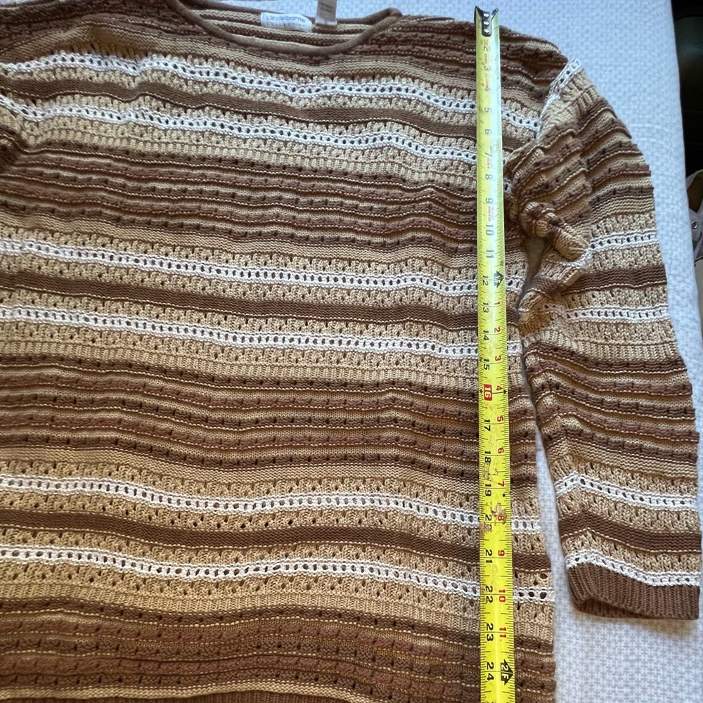 Vintage Woven Caramel Striped Cozy Retro Knit - Picture 7 of 8